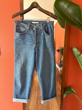 Levi's Women's Straight-Leg Blue Denim Jeans Ribcage Straight Ankle 30 W 27 L